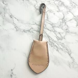 Coach Beige Leather Pull Through Fob Bag Purse Accessory Gold Foil Stamp